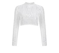 Kelliar Dirndl blouse, traditional blouse, women's dirndl blouse, long sleeve, lace dirndl blouses, white dirndl blouses, long sleeve, classic costume for Oktoberfest, White, 6