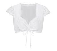 Kelliar Dirndl Blouse Women's Costume Blouse Cream Dirndl Blouse for Bavarian Oktoberfest, 21JB78-White, 10