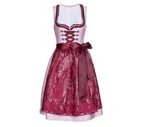 Kelliar Dirndl Women's Long Pink 60 cm Dirndl for Women Midi Dirndl Skirt Knee-Length with Pockets Pink Embroidered Dirndl Apron Oktoberfest Sizes 34-46 (without Dirndl Blouse), White, XS/S