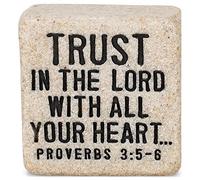 Kelli's Shop 2.25" X 2.25" Plaque-Cast Scripture Stone-Trust (#40708), Multicolor