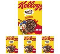 Kellogg's Coco Pops Mega Pops Chocolate Breakfast Cereal 365g (Pack of 4)
