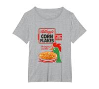 Kellogg's Corn Flakes Breakfast Cereal Box Art 1983 T-Shirt, Women's Plus, Heather Grey, 4X
