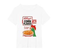 Kellogg's Corn Flakes Breakfast Cereal Box Art 1983 T-Shirt, Women's Plus, White, 3X