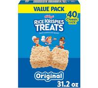 Kellogg's, Krispies Rice Snacks, Original Marshmallow Crispy Squares, Single Serve, 22g Bars, 40 Count