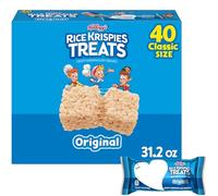 Kellogg's, Krispies Rice Snacks, Original Marshmallow Crispy Squares, Single Serve, 22g Bars, 40 Count