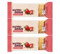Kelloggs Nutrigrain 37g Bar Strawberry Filling Pack of 3 Vegetarian Cereal Wholegrain Wheat Oat Baked Breakfast Snack Vitamin B Minerals with Welari Thank You Card | (3pack) (111g)