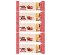 Kelloggs Nutrigrain 37g Bar Strawberry Filling Pack of 5 Vegetarian Cereal Wholegrain Wheat Oat Baked Breakfast Snack Vitamin B Minerals with Welari Thank You Card | 5pack) (185g)