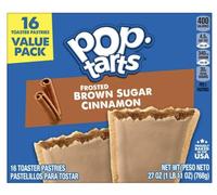 Kellogg's Pop-Tarts Frosted Brown Sugar Cinnamon - Toaster Pastries Breakfast for Kids, Value Pack (16 Count)