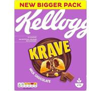 Kellogs Krave Milk Chocolate Cereal, 410g - Crunchy Shells with Smooth Chocolate Center - Delicious Breakfast or Snack for All Ages.