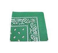 KELLY dark GREEN cotton bandana scarf SQUARE BLACK WHITE PAISLEY