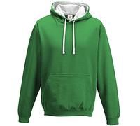Kelly Green/Arctic White Varsity Hoodie, Contrast Pullover Men's Hoodie Large Plus 1 T Shirt