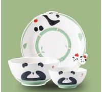 Kelly' Harvest House 4-Piece Ceramic Dinnerware Set, Kids Bowl Set,Fruit Salad-Dessert Plates, Dessert Plates Party Accessory (Color : Panda)
