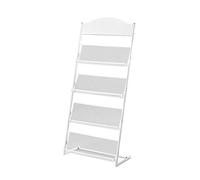 Kelly' Harvest House Detachable Magazines And Brochures Stand Literature Display Stand With 4 Shelfs Floor Standing Magazine Brochure Holder Rack (Color : White)
