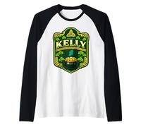 Kelly Irish Crest Design, Celtic Shamrock Ireland Badge Raglan Baseball Tee