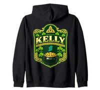 Kelly Irish Crest Design, Celtic Shamrock Ireland Badge Zip Hoodie