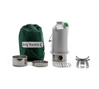 Kelly Kettle 'Base Camp BASIC KIT (1.6ltr Anodised Alu. Kettle with Steel Fire-Base + Cook Set + Pot Support) Kettle and Wood Stove in one | Fishing | Camping | Scouts | Weight 1.43kg / 3.13lb