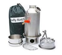 KELLY KETTLE® & CAMP STOVE SET: Includes 'Base Camp' 1.6ltr Kettle + Hobo Stove + Cook Set (all stainless steel) | Ultra fast - Fuel with anything that burns | Camping, Picnics | Weight 1.67kg/3.68lb