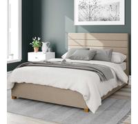 Kelly Upholstered Ottoman Storage Bed, Eire Linen Fabric Aspire Natural Single