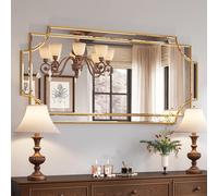 Kelly Miller Large Gold Mirror - 24"x48" Traditional Wall Art, Beveled Full Length Mirror for Bathroom, Living Room, Bedroom, Kitchen, Farmhouse, Entryway