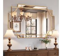 Kelly Miller Large Gold Mirror 32x48 Inch for Wall Modern Decorative Mirror Rectangle Full Length Beveled Vanity Mirror for Bathroom Living Room Bedroom Home
