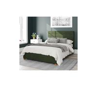 Kelly Upholstered Ottoman Storage Bed, Plush Velvet Fabric Aspire Dark Olive Single