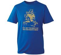 Kellys Heroes T-Shirt, Funny Sarcastic Wht Don't You Knock It Off with Those Negative Waves Tank Graphic Shirt, Gift Unisex Tee Top (Royal, XL Years)