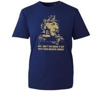 Kellys Heroes T-Shirt, Funny Sarcastic Wht Don't You Knock It Off with Those Negative Waves Tank Graphic Shirt, Gift Unisex Tee Top (Navy, M Years)