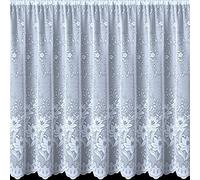 kellyuk Aria Floral White Modern Net Curtain - 2 Metre Wide x 40 inch (101cm) Drop