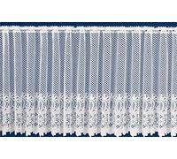 kellyuk Floral Budget Modern White Quality Kitchen Cafe Net Curtain Large Floral Design - 2 Metre Wide x 18'' (45cm) Drop