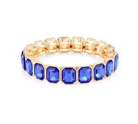 KELMALL 14K Gold Plated Stretch Bracelet for Women - Pink Rhinestone Elastic Bangle - Hypoallergenic Statement Jewelry for Daily Wear, Parties and Gifts, Fits wrist sizes from 6" to 7.5" comfortably