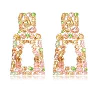 KELMALL Chunky Geometric Rhinestone Dangle Earrings for Women - Bold Rectangle Statement Drop Earrings, Gift-Boxed Fashion Jewelry, One Size, Rhinestone Metal, No Gemstone