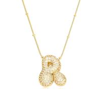KELMALL Gold Plated Cubic Zirconia Bubble Initial Necklace for Women - Rhinestone Balloon Letter Name Pendant Necklace - Elegant Personalized Jewelry Gift - Box Packed, Cubic Zirconia, Cubic Zirconia