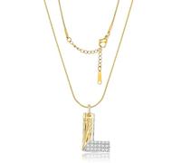KELMALL Two-Tone Gold and Silver Plated Initial Necklace for Women - Textured Alphabet Pendant with Rhinestone Accents - Elegant Personalized Statement Jewelry Gift, Cubic Zirconia, Cubic Zirconia