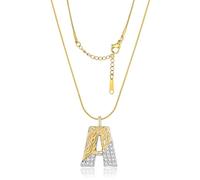 KELMALL Two-Tone Gold and Silver Plated Initial Necklace for Women - Textured Alphabet Pendant with Rhinestone Accents - Elegant Personalized Statement Jewelry Gift, Cubic Zirconia, Cubic Zirconia