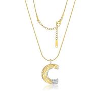 KELMALL Two-Tone Gold and Silver Plated Initial Necklace for Women - Textured Alphabet Pendant with Rhinestone Accents - Elegant Personalized Statement Jewelry Gift, Cubic Zirconia, Cubic Zirconia