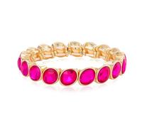 KELMALL Women Rhinestone Stretch Bracelet, Multi Cut Colorful Crystal Statement Bangle Wedding Party Costume Jewelry, One Size, Rhinestone Metal, Rhinestone
