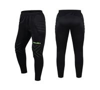 Kelme Men's Goalkeeper Pants with Protection Children Football Goalie Pants Youth Padded Long Sport(Black-Green, S)