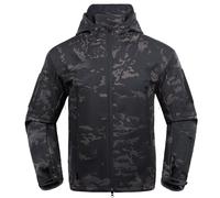 Kelmon Men's Softshell Jacket Tactical Jacket Water-Repellent Military Jacket Camouflage Jacket Outdoor Jacket Warm Windproof Functional Jacket, Black CP, XXL