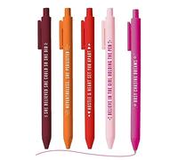 Keloc 5 Motivational Pens - 5 Female Power with Motivational Words,Black Ink Motivational Retractable Pens Set for Events, Parties, School Supplies