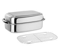 Kelomat, 1993-318 Professional Stainless Steel Roasting Dish Rectangular with Stainless Steel Lid, Dimensions 36 x 24.5 x 15.5 cm, Total Height 15.5 cm, Capacity 8 litres, Induction