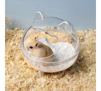 keloppasit Hamster Sand Bath, 13.5 * 13.5 * 11.5CM, Fully Transparent Hamster Hideouts, Anti Spill Golden Bear Bathroom Toilet, For Hedgehog Guinea Pig, Pet Cage Accessories