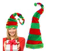 keloppasit Light Up Santa Hat New Year Christmas Beanie Striped Holiday | Winter Hats Photo Props for Christmas Costume Accessories Kids Adults