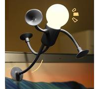 keloppasit Novelty Bendable Lights, 3.8x3.8x17cm, Cute Bulb Man Lamp, Funny Night Lights for Adults, Novelty Lamp with Suction Cup, for Adults Boys Girls Tabletop Bedroom Study Room