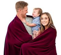 KELOR Family Size Extra Large Wool Blanket | Stretchy, Lightweight & Breathable Blanket for Bed, Travel Blanket | Heated Blanket for Camping, Napping & Airplane Blanket (Pomegranate Twist - 96" x 63")