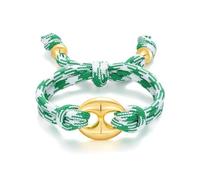 KELORIS PATH Adjustable Houndstooth Woven Rope Bracelet for Women, 14K Gold Plated Mariner Link Charm, Fits 7"-9" Wrist, Trendy Breathable Summer Sport Casual Jewelry Gift