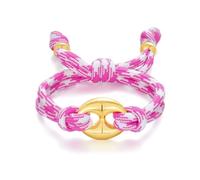 KELORIS PATH Adjustable Houndstooth Woven Rope Bracelet for Women, 14K Gold Plated Mariner Link Charm, Fits 7"-9" Wrist, Trendy Breathable Summer Sport Casual Jewelry Gift