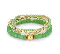 KELORIS PATH Stackable Beaded Bracelets for Women, 14K Gold Plated Boho Layered Stretch Bracelet Set, Handmade Summer Acrylic Jewelry Gifts, M, Metal Acrylic Resin, no gemstone