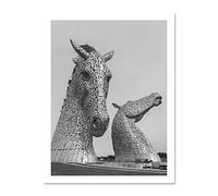 Kelpies Horse Sculptures Falkirk Scotland Large Framed Art Print Poster Wall Decor 18x24 inch