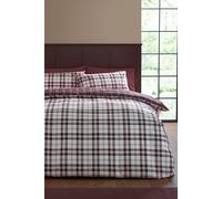 Catherine Lansfield Kelso Check Reversible Single Duvet Cover Set with Pillowcase Plum