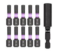 KELSON 10pcs 4mm Hex Drive H4 25mm Impact Rated Screwdriver Bits with 60mm Magnetic Bit Holder 1/4" Universal